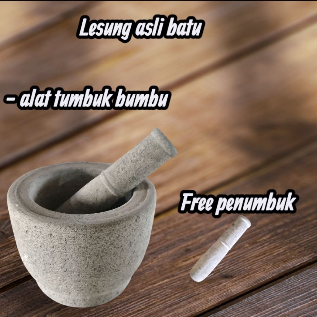 Lesung batu asli/lesung gratis penumbuk/alat dapur