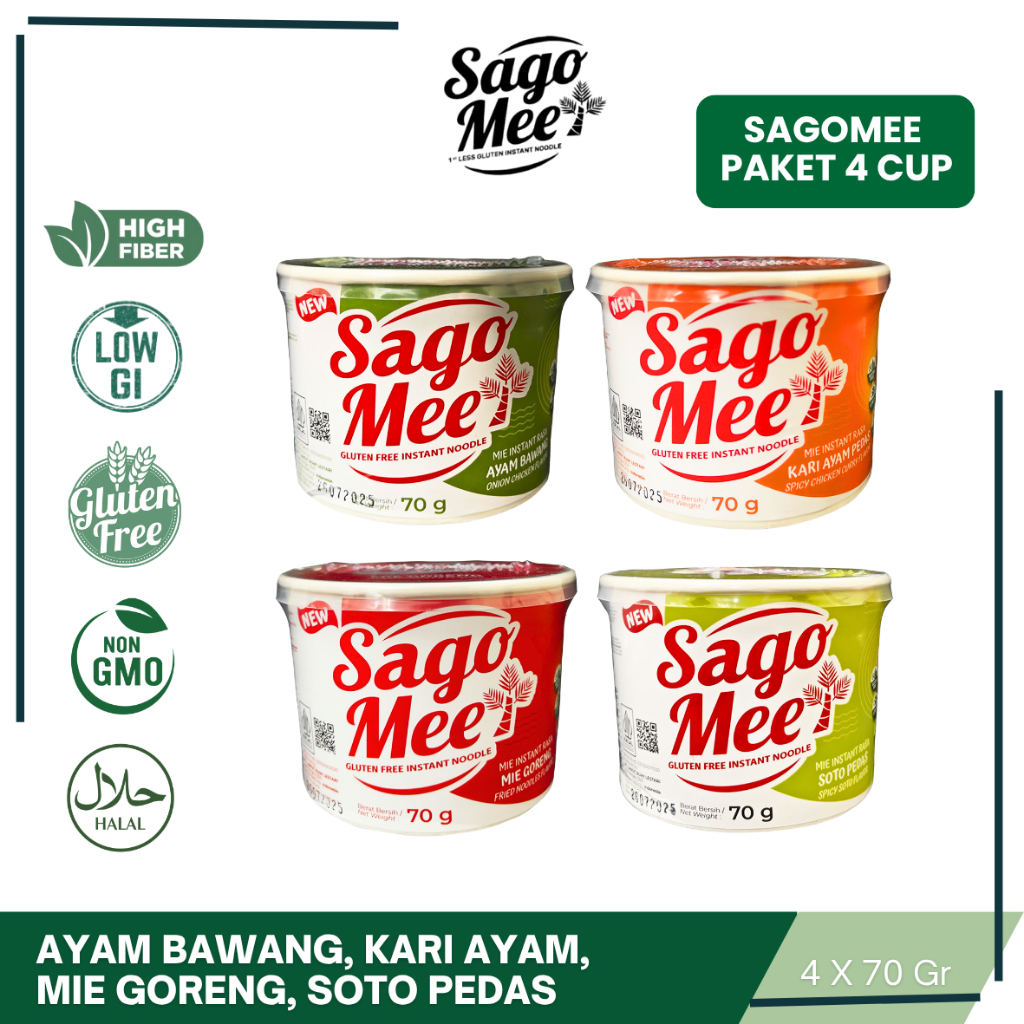 

SAGO MEE PAKET 4 CUP A SAGOMEE MIE INSTAN ENAK SEHAT GLUTEN FREE