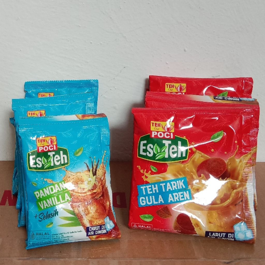 

ES TEH POCI ( BUBUK) TEH TARIK GULA AREN DAN TEH PANDAN VANILA SELASIH
