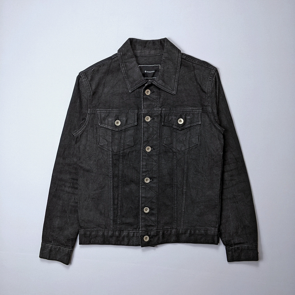 XEROB&R Black Coated Denim Jacket Jaket Jeans