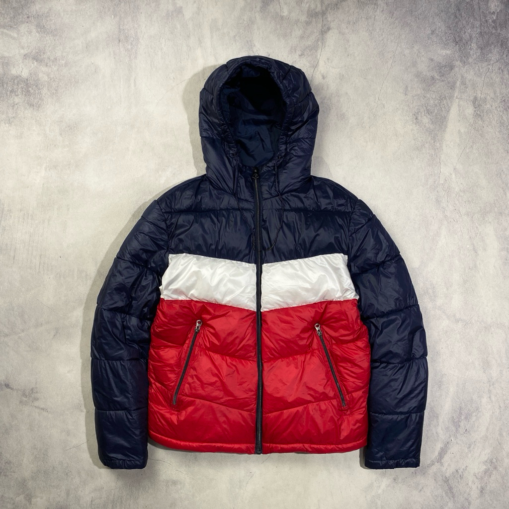 Zara Color Block Tricolor Warm Padded Boxy Puffer Jacket Casual Harrington Work Jacket