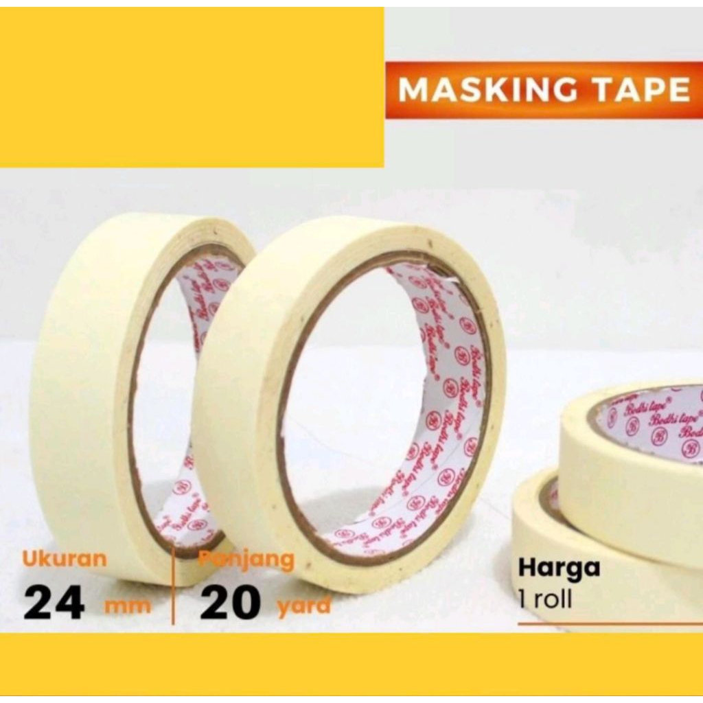 

Masking Tape / Lakban kertas 1 inch x 20 yard
