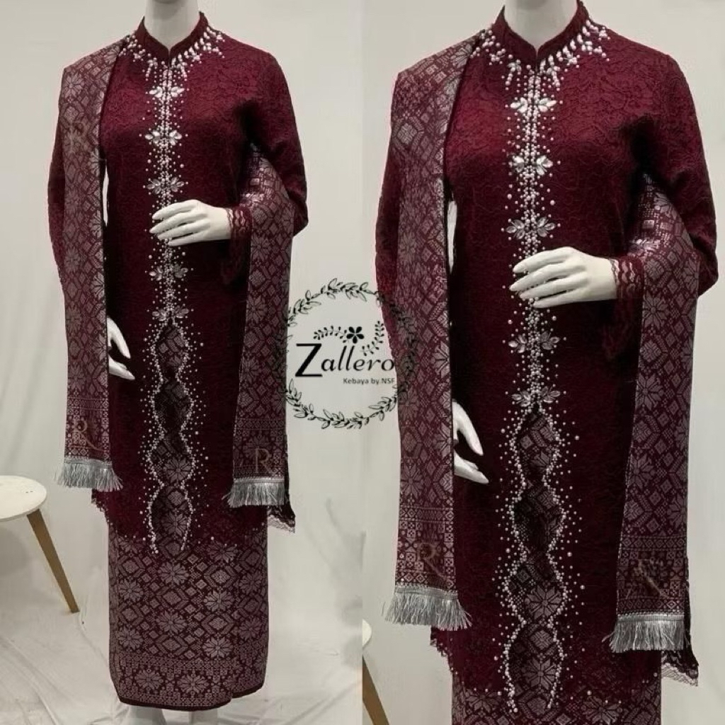 KEBAYA MODERN-KEBAYA MUSLIM-KEBAYA BROKAT RESLETING PAYET ZIGZAG-TUNIK BUSUI PAYET ZIGZAG AZZA || TU