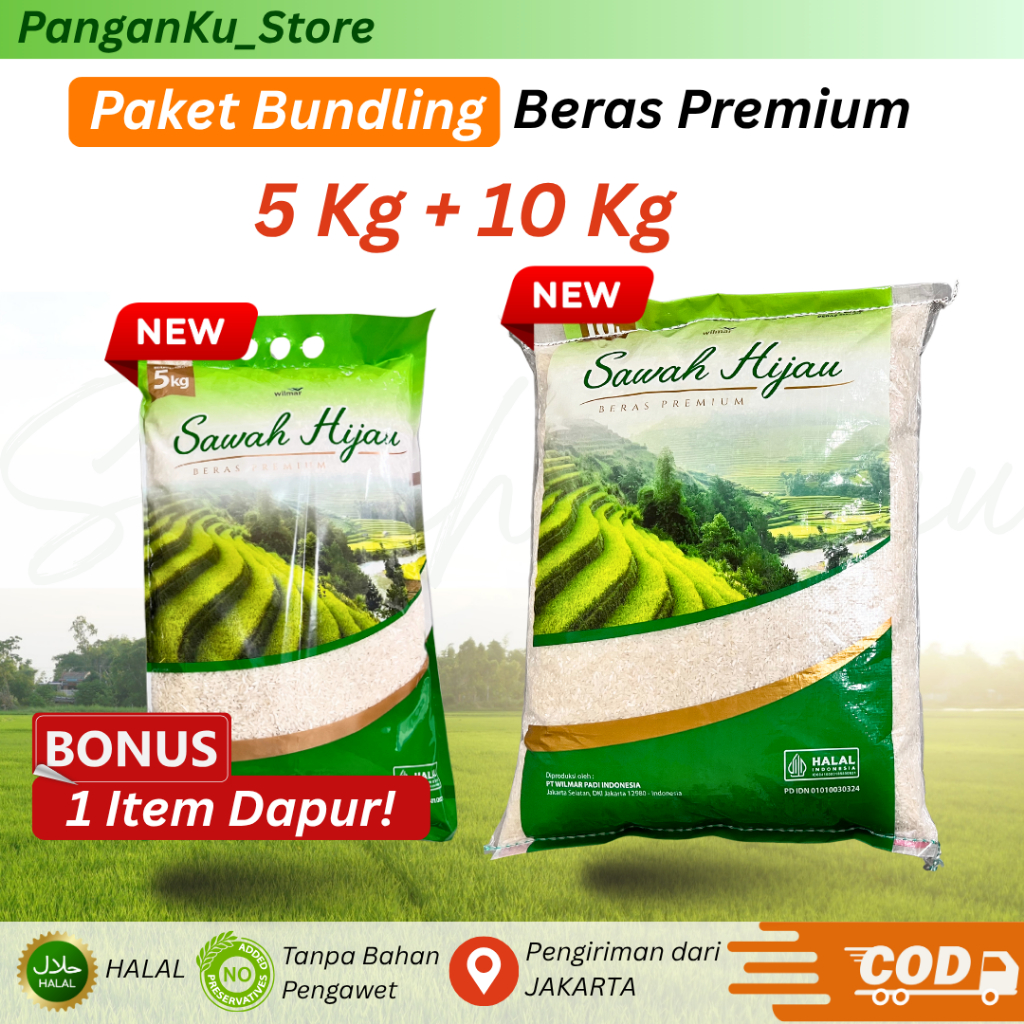 

Beras Premium Asli Pulen Enak Bundling 5Kg + 10Kg