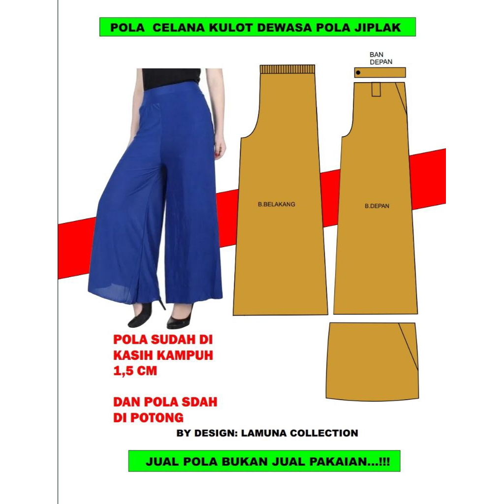 pola celana kulot wanita dewasa elastis