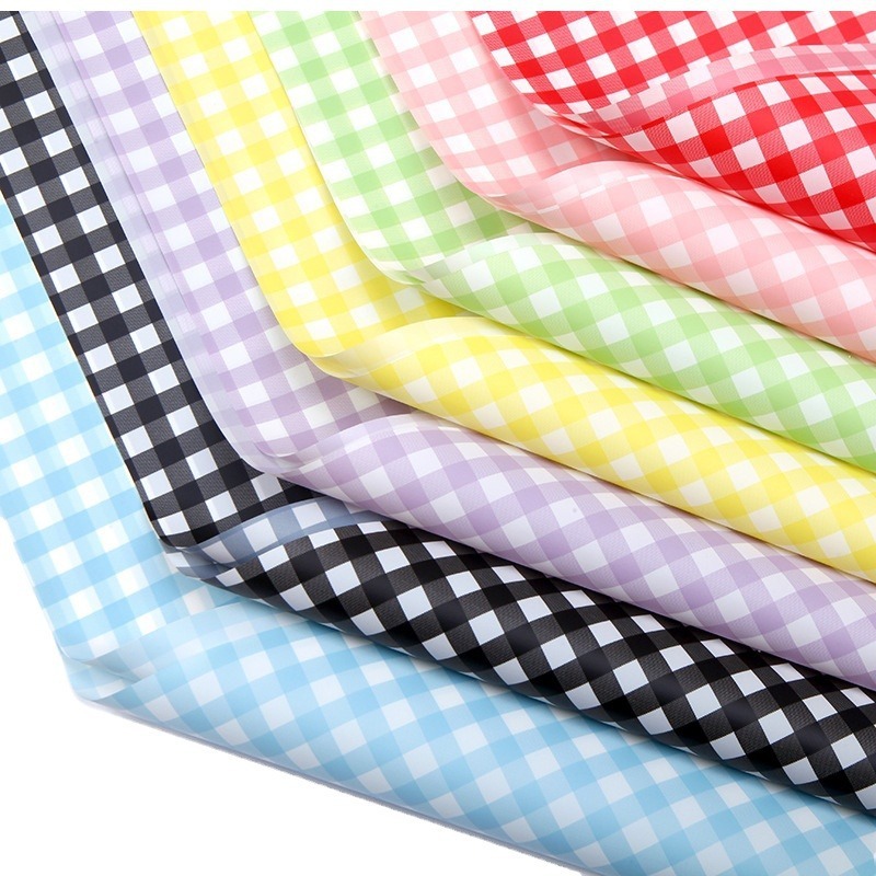 

Flower Wrapping Cellophane Motif Gingham Plaid Square Kotak Kotak Kertas Buket Bunga KB6003