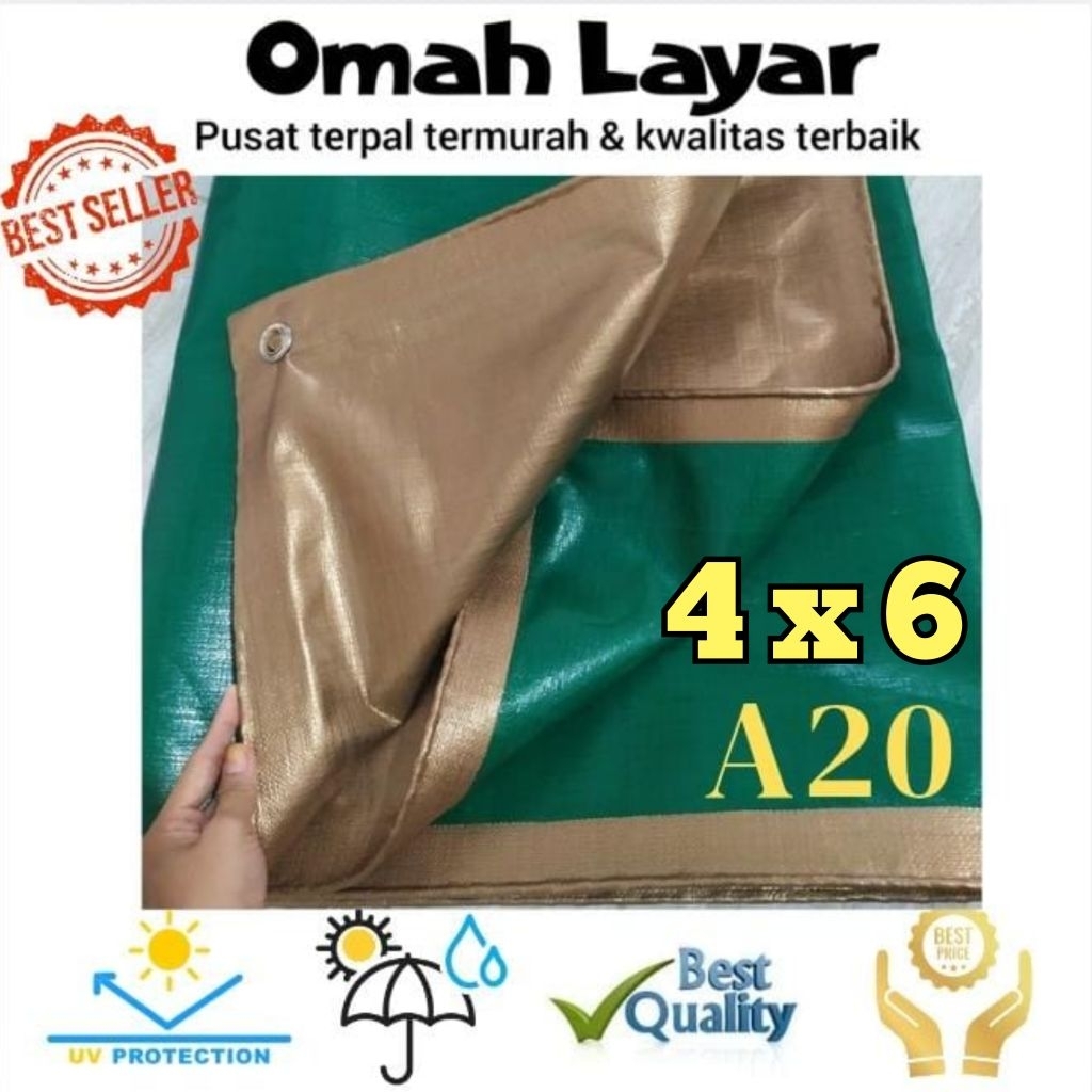 Terpal lembaran TYPE A20 ARMY GOLD 4x6 terpal tenda truck