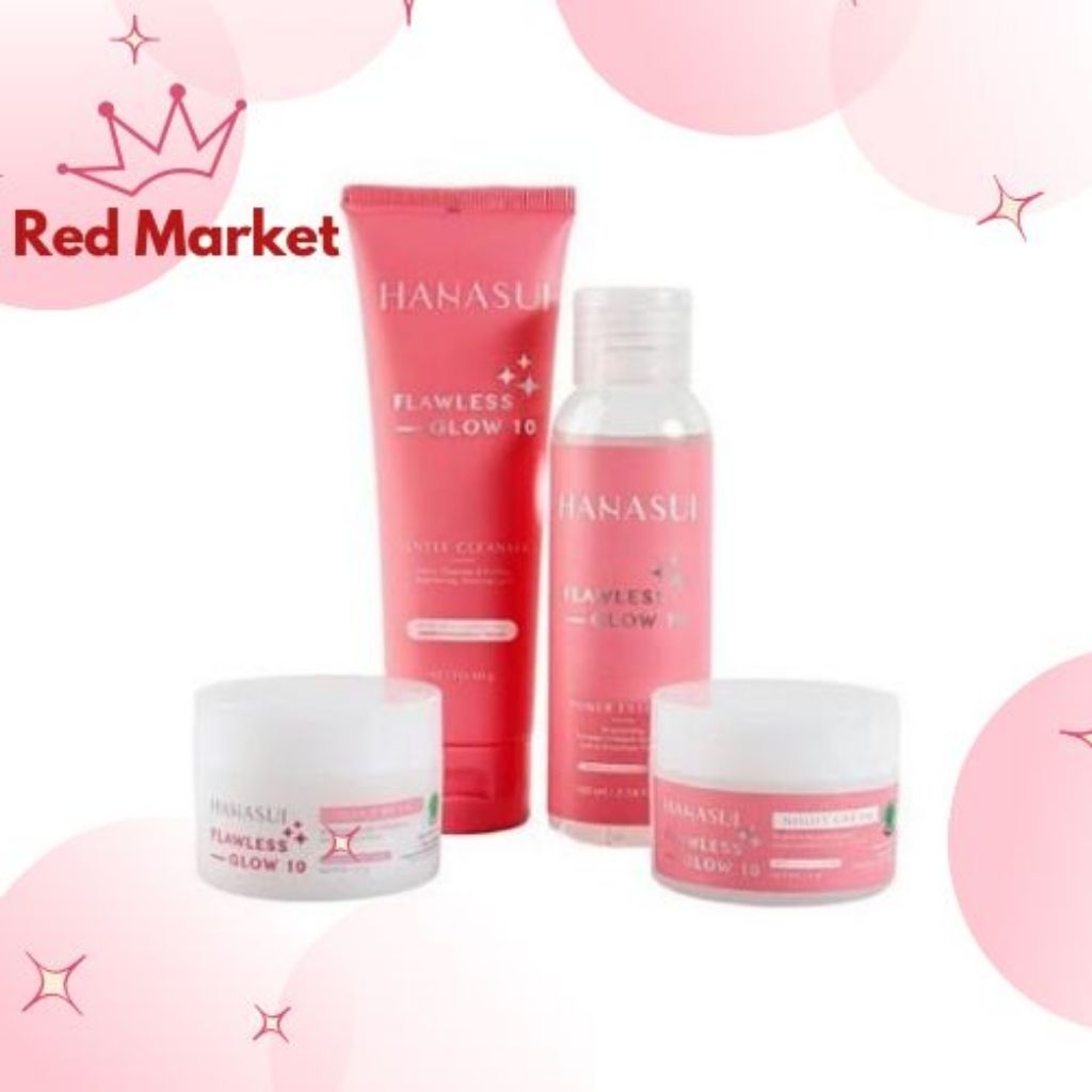 -RED MARKET- HANASUI FLAWLESS GLOW PAKET WAJAH HANASUI PAKET WAJAH HANASUI SERIES DAYCREAM NIGHT CRE