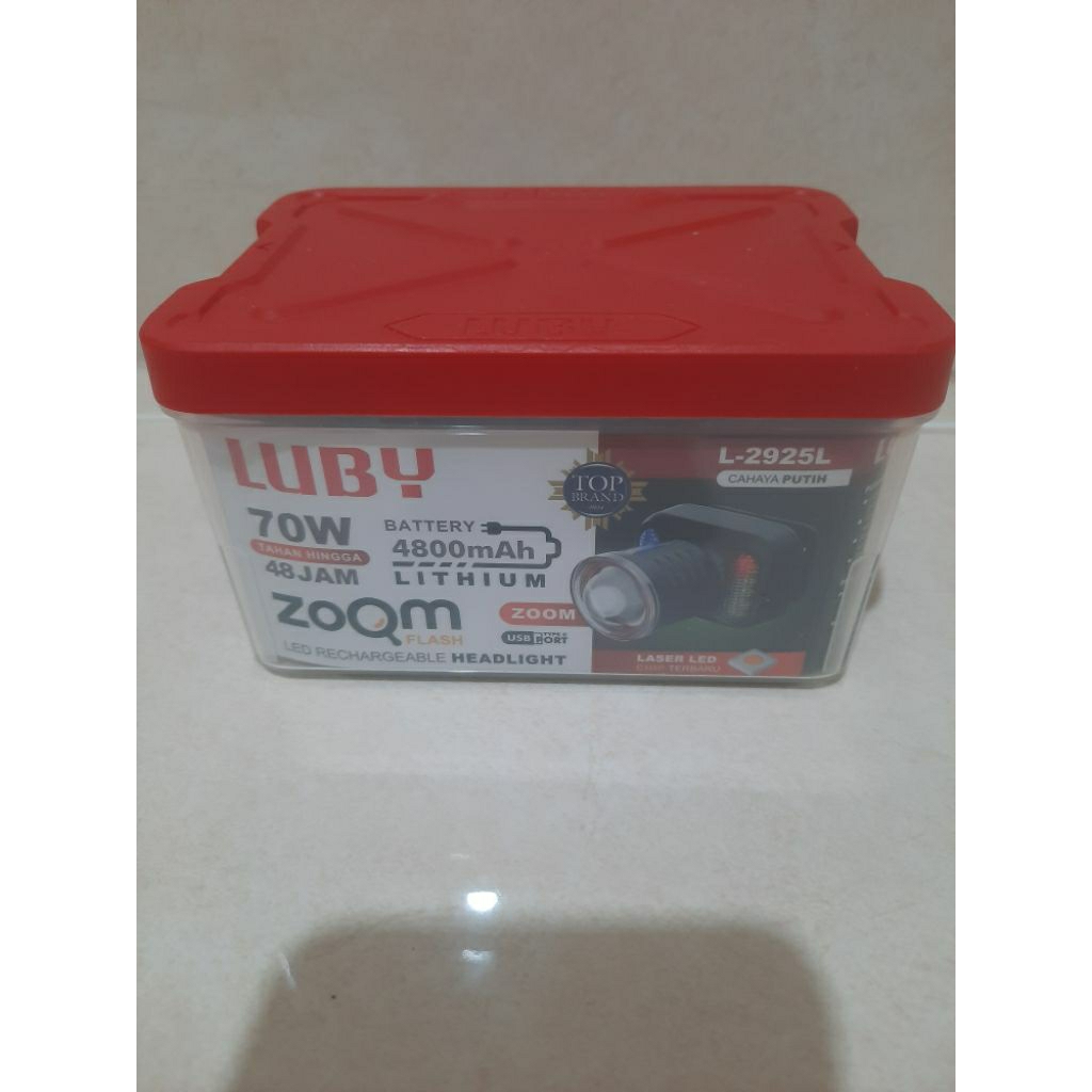 Senter Kepala Luby L-2925L 70Watt Zoom Led Rechargeable Headlight / Senter Luby 70W Zoom Baru Cahaya