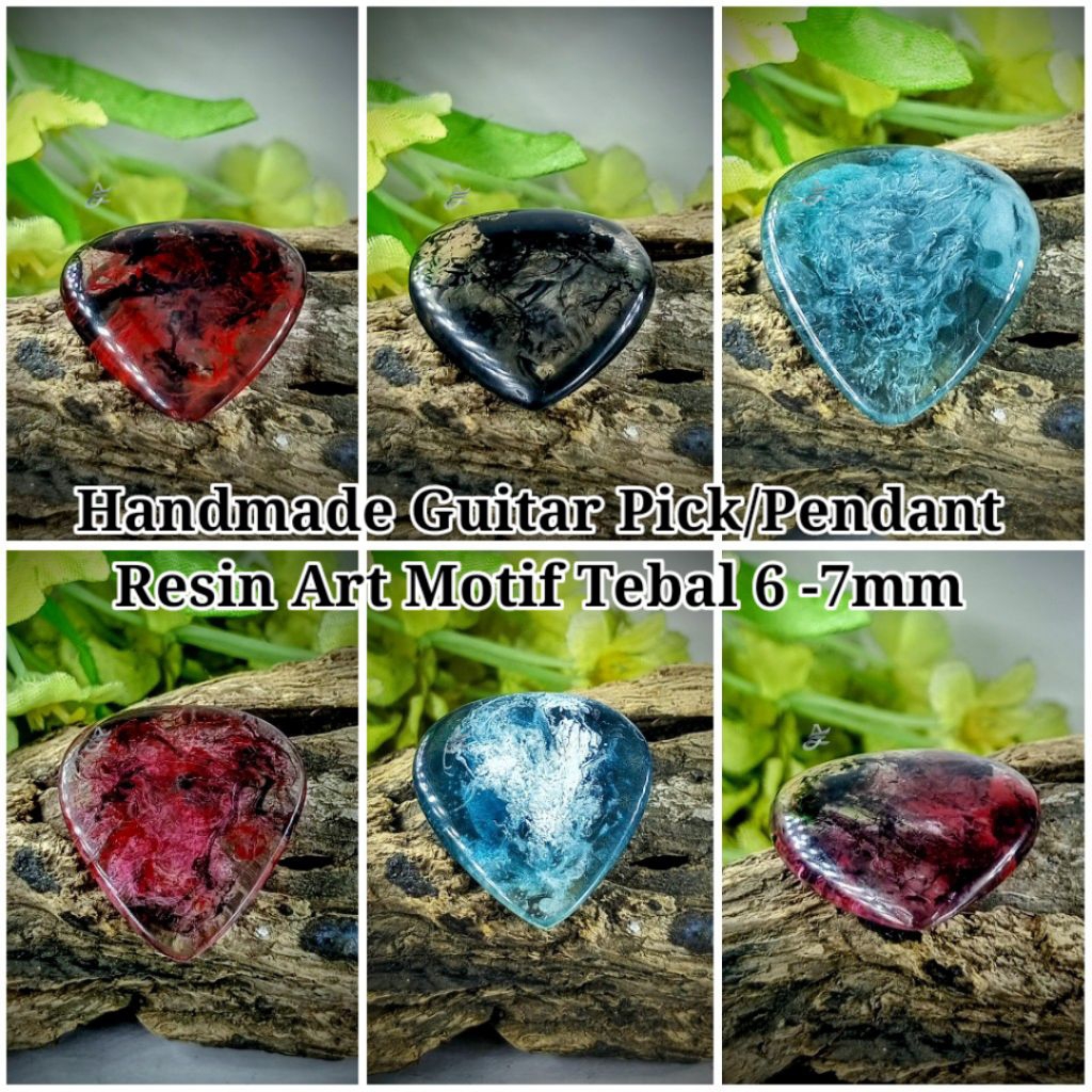 CUSTOM PICK GITAR RESIN ART HANDMADE Tebal 6mm-7mm TIRUS AJPW 10 (Bisa dijadikan liontin)