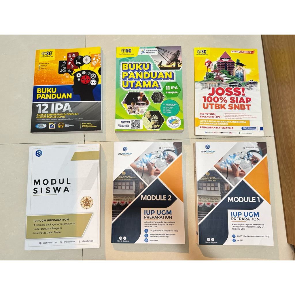 BUKU & MODUL IUP UGM FK 2025 | MODUL SNBT 2025 BUKU PANDUAN KELAS 11 & 12 IPA SMA 2025 BIMBEL SG