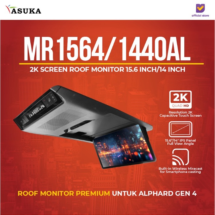 Mirai MR-1564/1440AL Roof Monitor Android for Alphard 15.6 Inch/14 Inch