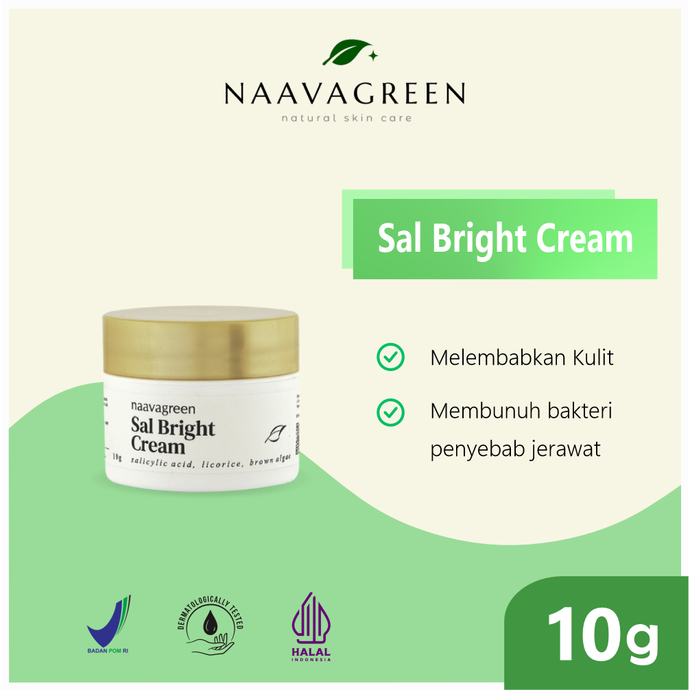 NAAVAGREEN Sal Bright Cream - Melembabkan dan membunuh bakteri penyebab jerawat