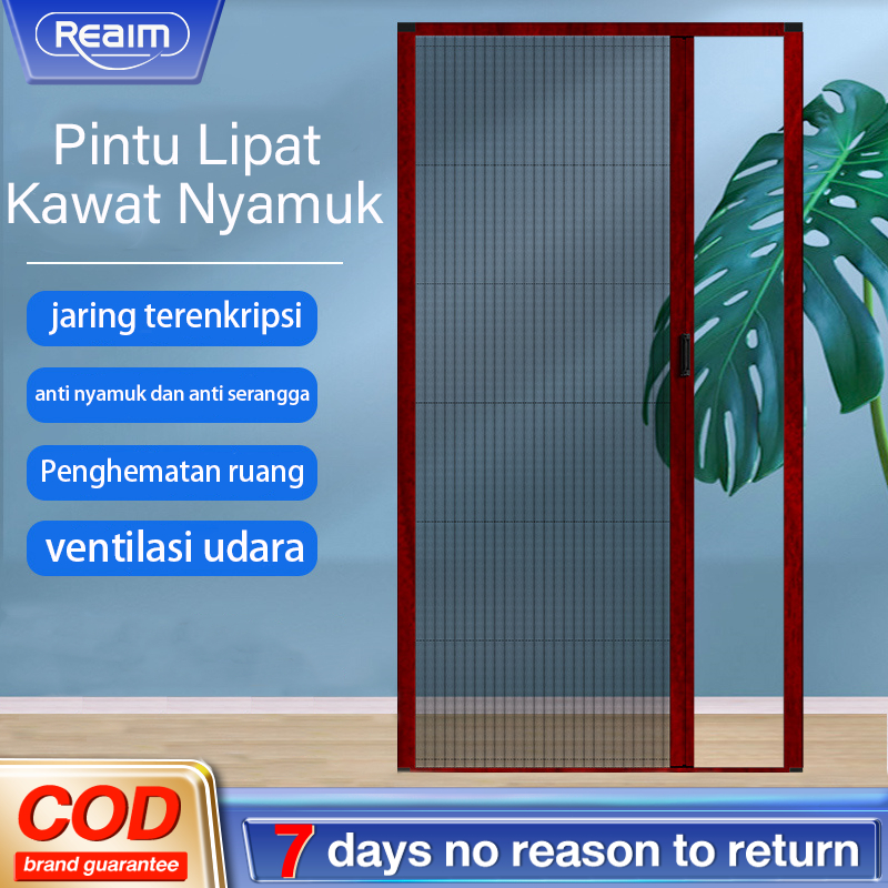 REAIM Pintu Lipat Anti Nyamuk - Frame Aluminium + Kawat Stainless ANTI SOBEK GRATIS PASANG