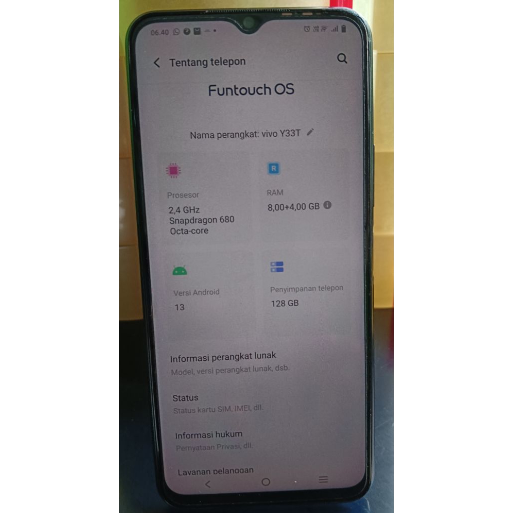 HP vivo Y33T  second