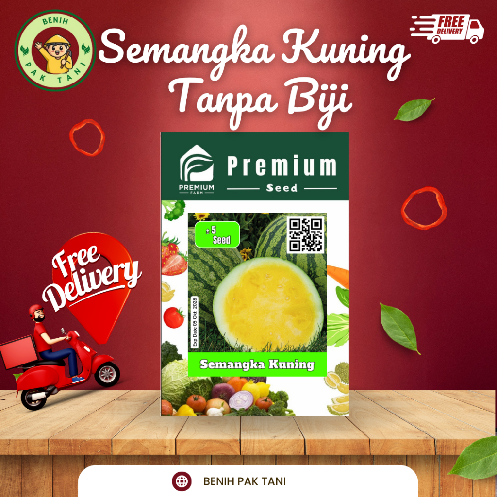Benih Biji Bibit Semangka Kuning Unggul Hibrida Tanpa Biji
