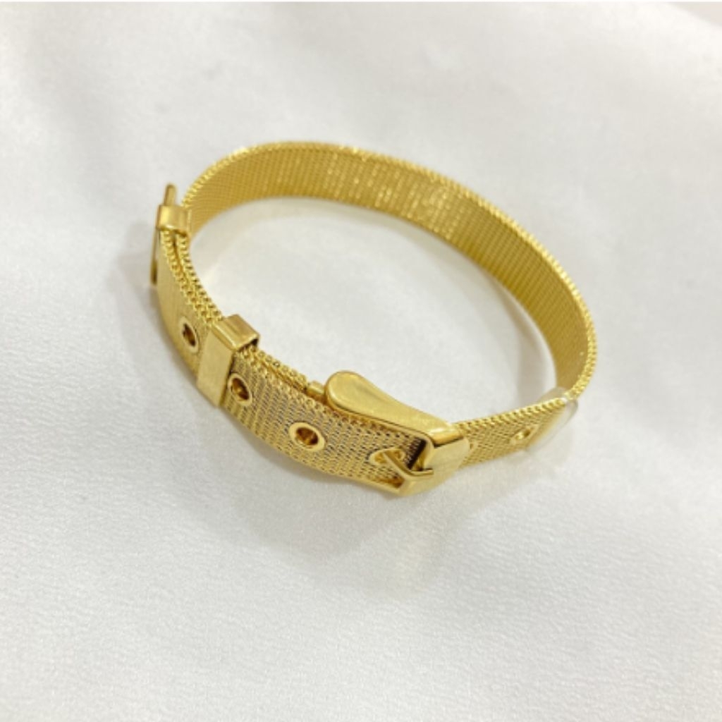 Gelang Strap Polos Titanium Warna Gold / Rose Gold / Silver Model Tali Jam L21A