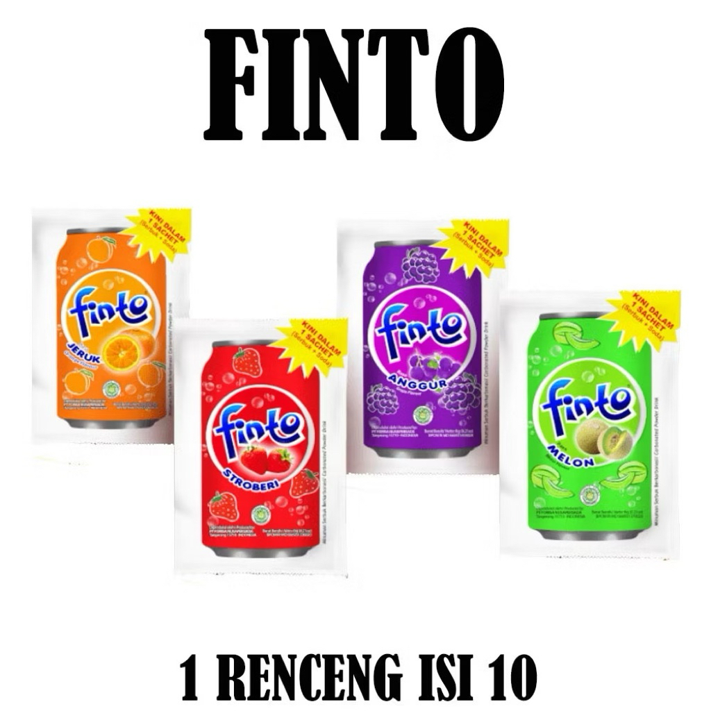 

FINTO minuman serbuk strawberry anggur jeruk 1 renceng @10pcs