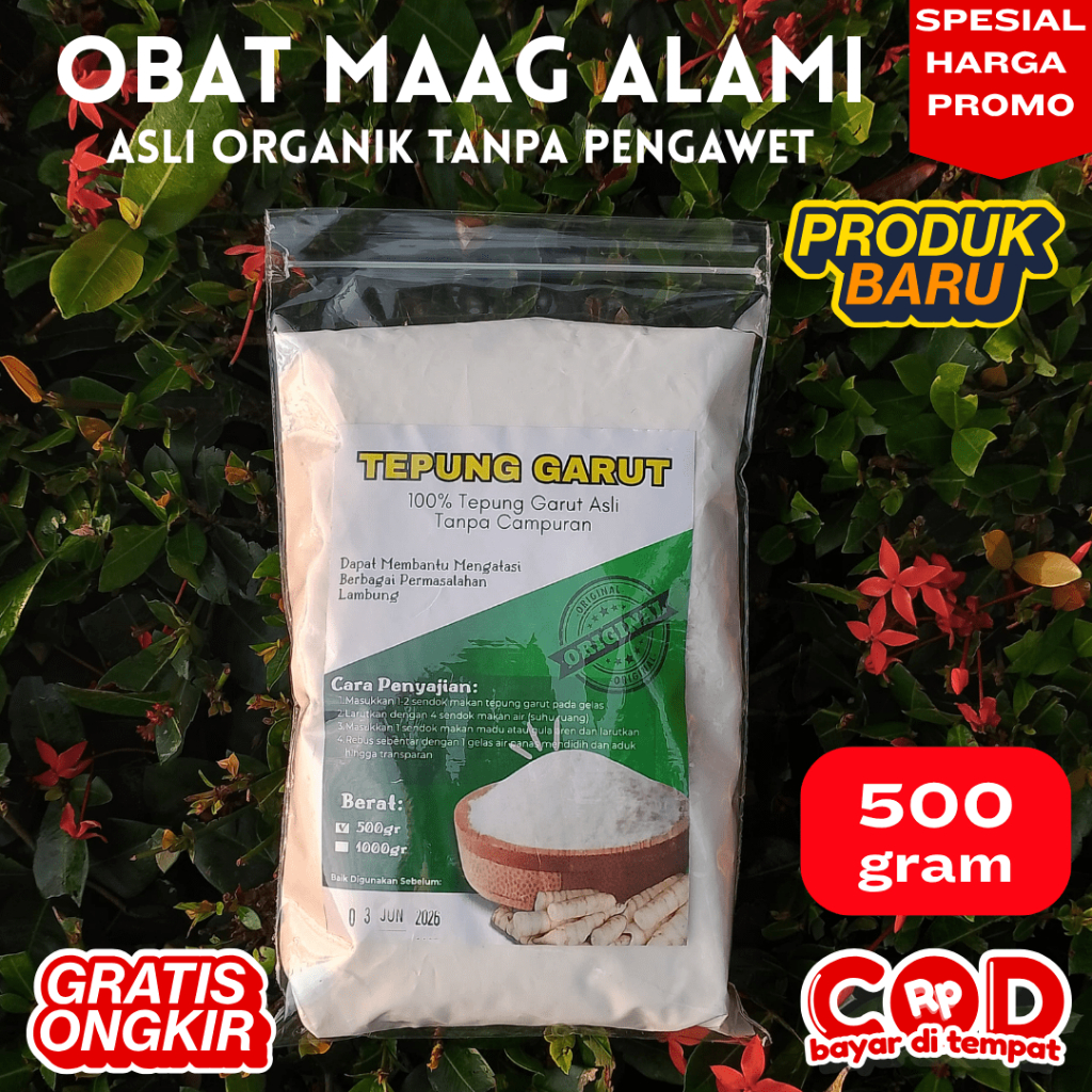 

TEPUNG GARUT/PATI ASAM LAMBUNG/ANGKRIK /ARROWROOT 500Gr