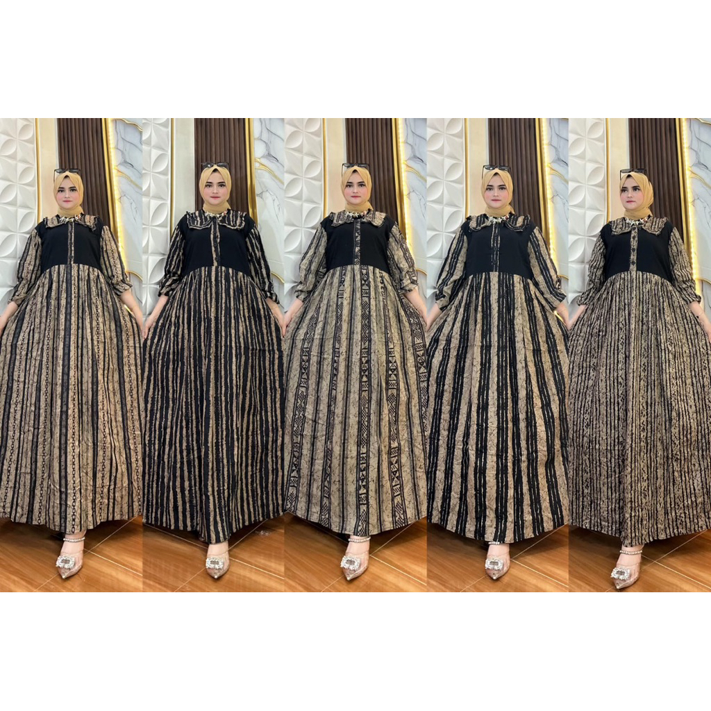 gamis mellody salur kombinasi hitam | gamis jumbo buat  kondangan | gamis cantik model terbaru