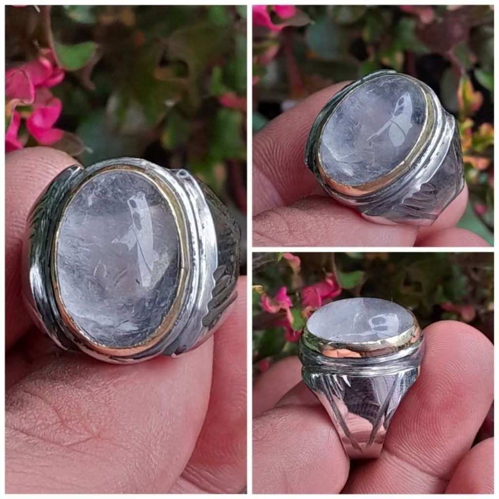 cincin batu akik kecubung es asli kalimantan