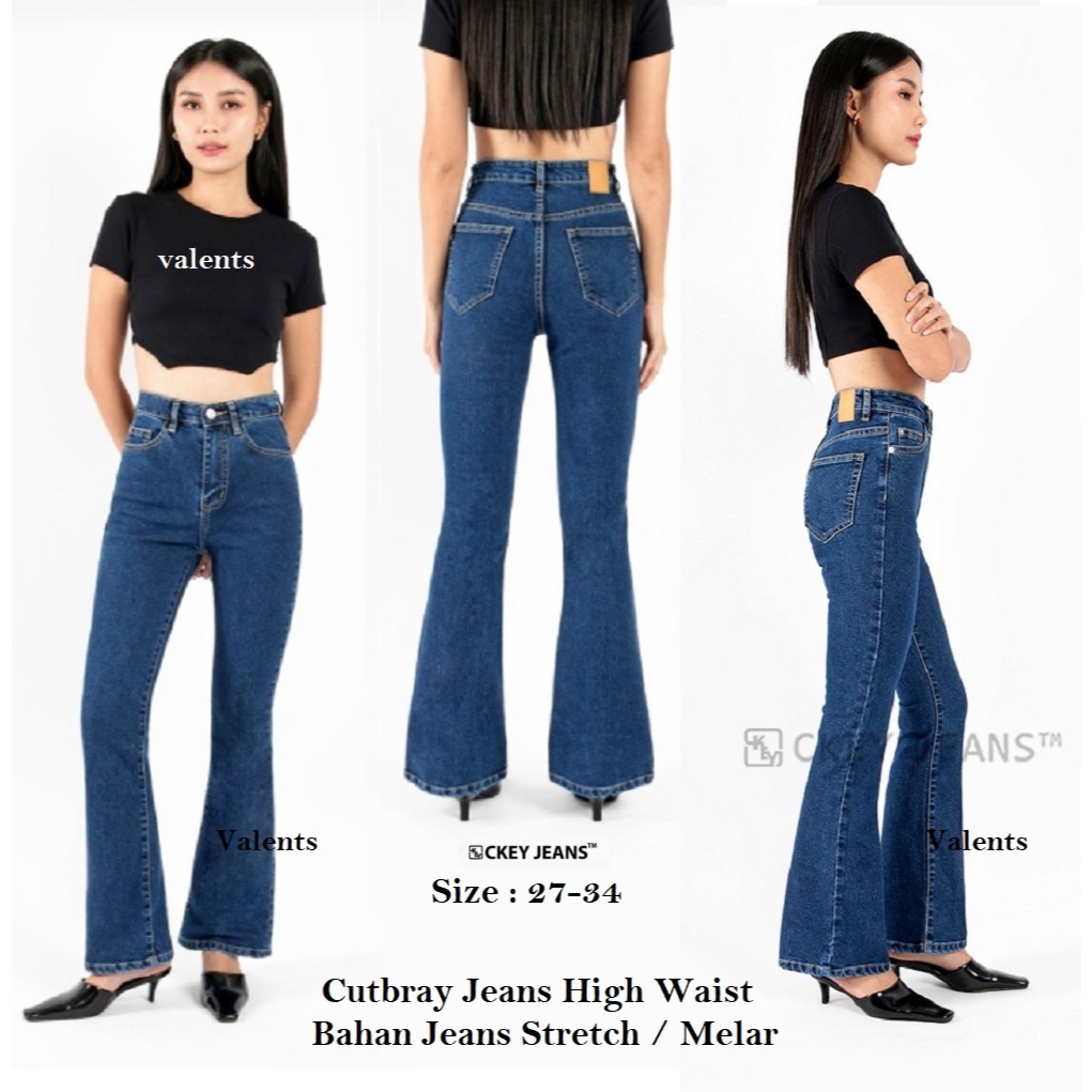 Ckey Cutbray Jeans Wanita / Cutbray Jeans Highwaist
