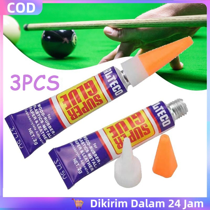 

3pcs Power Glue Super Kuat Lem Instan Cue Billiard Gel Super Cue Tip Billiard Cue Tip Stick Tahan Panas Dan Beku Pool Cue Glue