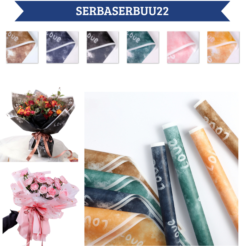 

Isi 20 LEMBAR Kertas Buket Bunga Motif Tulisan LOVE Flower Wrapping Paper LOVE Abstrak Cellophane KB063 SS22