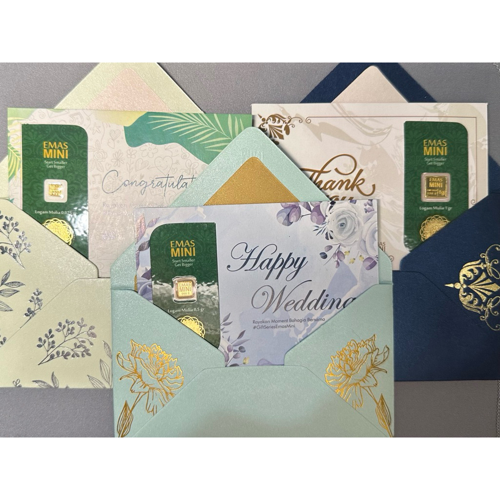 Amplop dan Kartu Ucapan Emas Mini