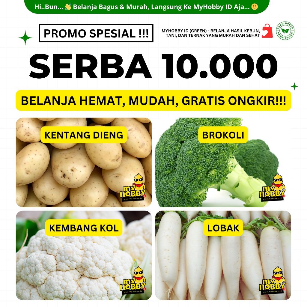 

PROMO! Sayuran Segar Sehat, Enak, Serba 10.000! Kentang, Brokoli, Kembang Kol, Lobak. 10000 10K 10rb