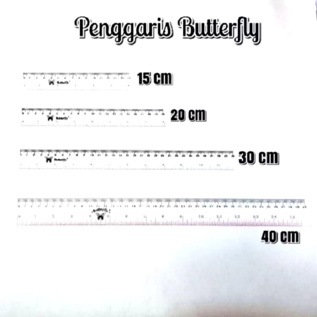 

BUTTERFLY GLASS RULER 30CM 20CM 15CM PENGGARIS GARISAN PLASTIK BENING