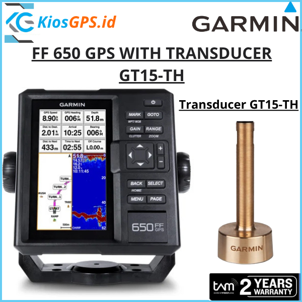 GARMIN GPS FF 650 WITH TRANSDUCER GT15-TH