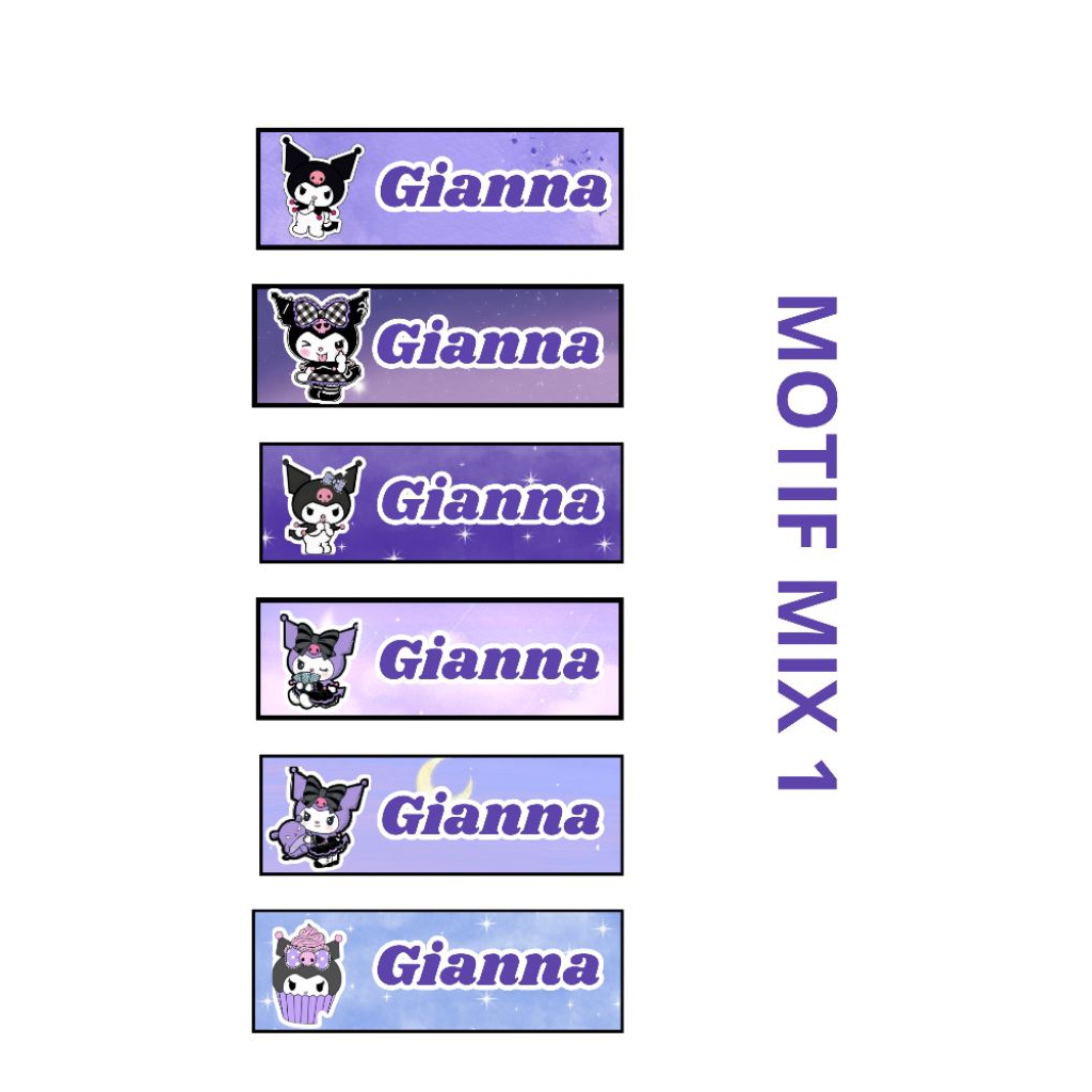 

[isi 100] KUROMI LABEL STICKER NAMA UK 3X1