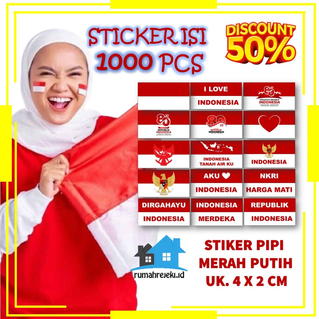 

[SUDAH DI POTONG] PAKET ISI 1000 PCS STIKER PIPI BENDERA INDONESIA / STICKER TEMPELAN PIPI MERAH PUTIH