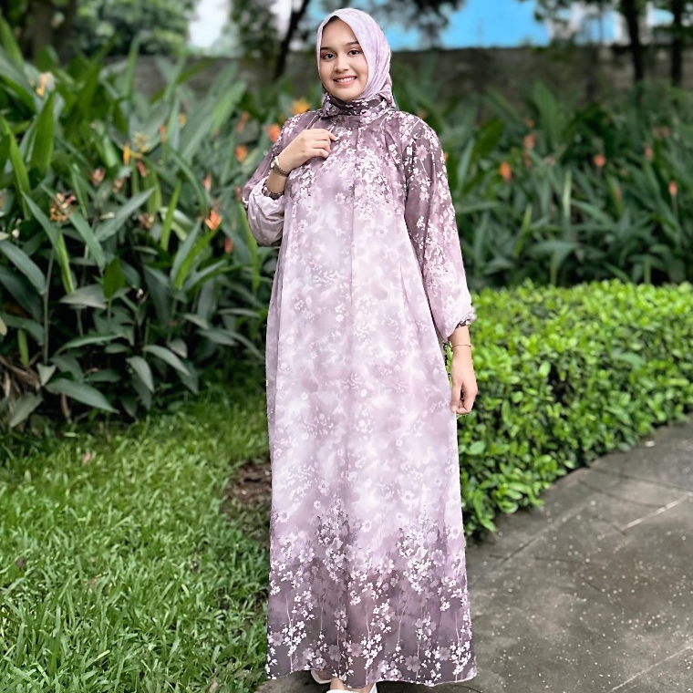 Gamis Bunga Sakura - Set Jilbab