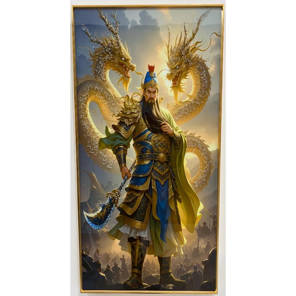 Lukisan 5D Premium Diamond Painting Jenderal Perang Dewa KwanKong Guānyǔ / Kera Sakti / Hewan Mistik