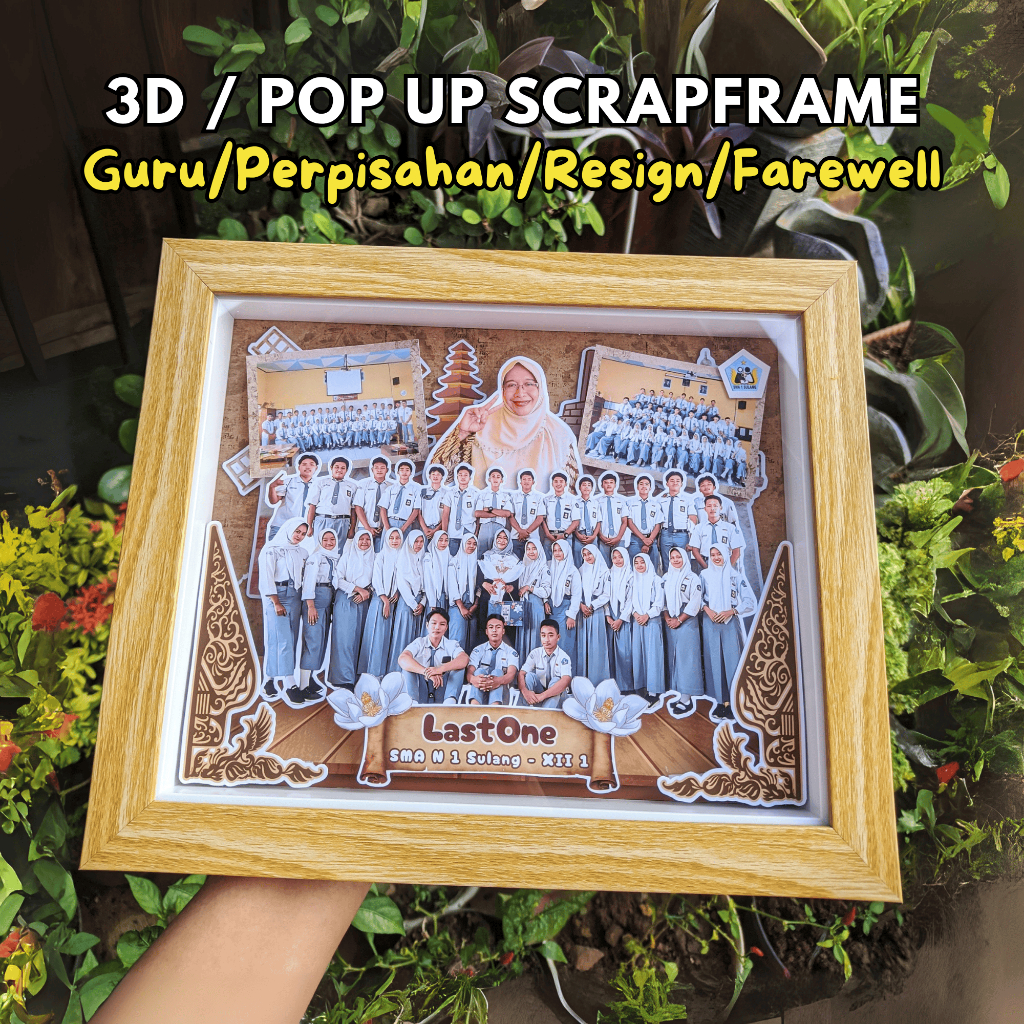 Custom Gift Scrapframe 3D Frame Figura Bingkai Hadiah Farewell Perpisahan Sekolah Guru Resign Kantor