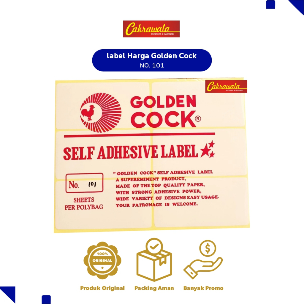 

Label Stiker Golden Cock No.101 – 400 pcs (50x100 mm) | Label Undangan, Label Produk, Label Nama