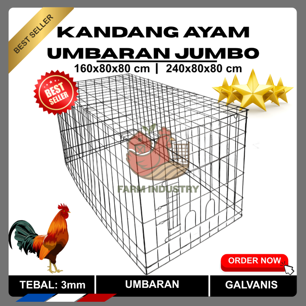 KANDANG AYAM UMBARAN GALVANIS JUMBO | VARIASI UKURAN - BEST QUALITY