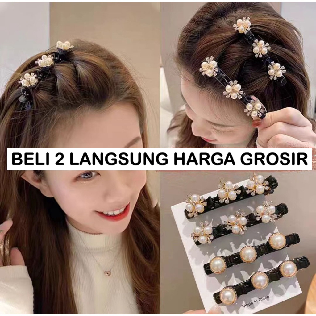 Jepit Rambut Korea Mutiara Kristal