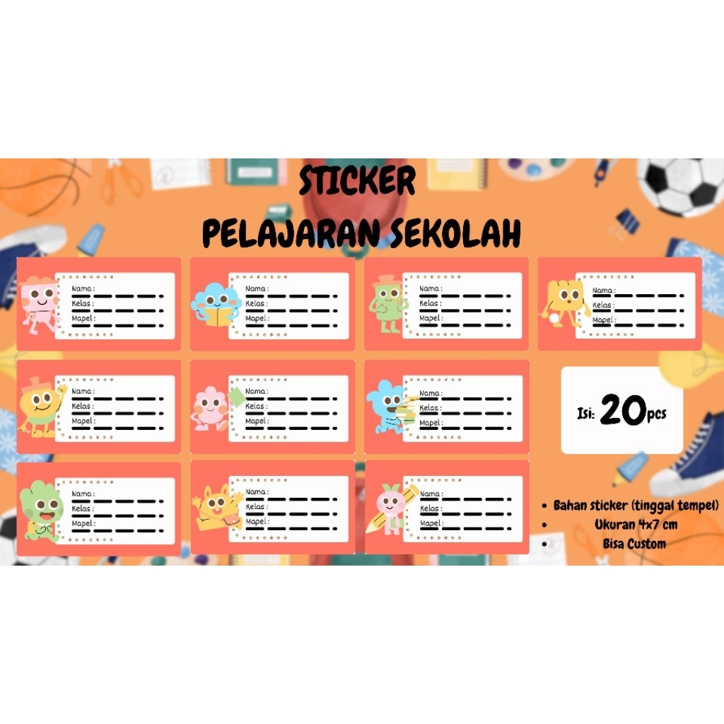 

Sticker buku pelajaran sekolah | sticker hvs tinggal tempel | sticker awet tidak luntur