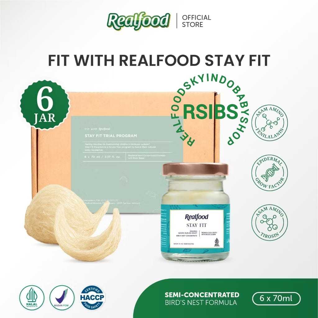 

Realfood Stay Fit Trial 6 Jar ( Minuman Sarang Burung Walet ) Bersertifikat Bpom Halal