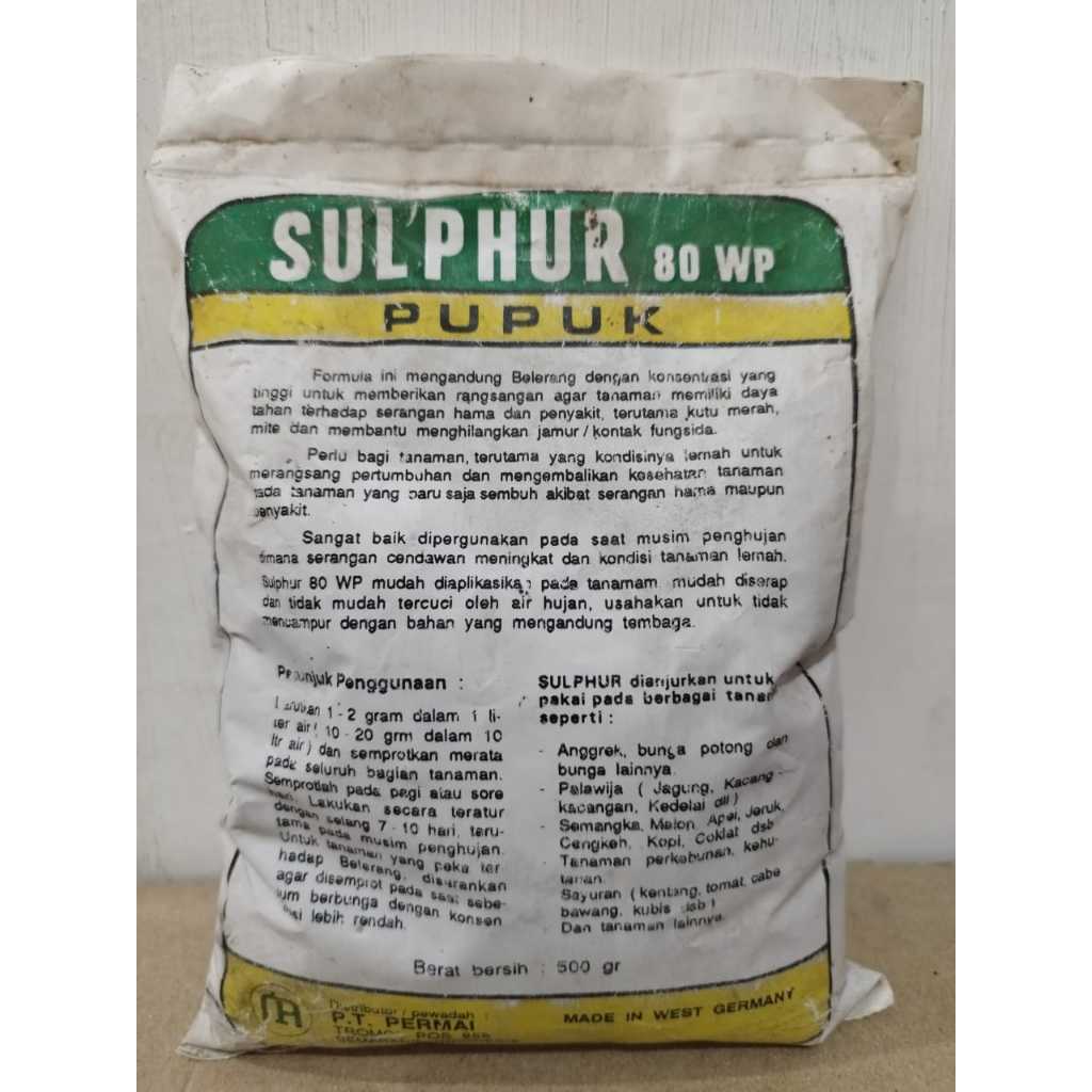 

SULPHUR 80 WP 500gr PUPUK