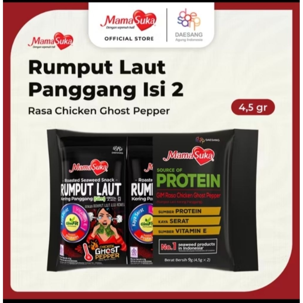

Mama suka rumput Laut panggang isi 2, rasa chiken gost papper