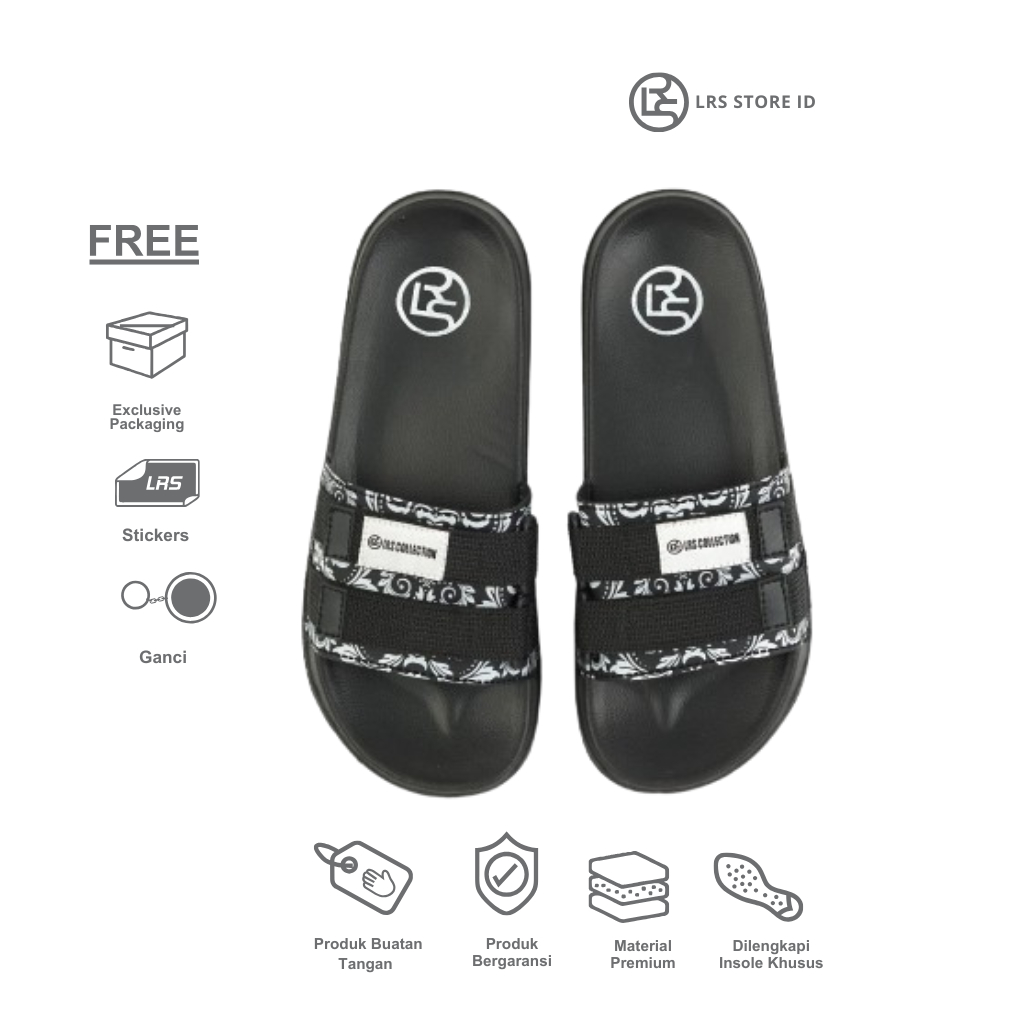 Lrs_Store Id || Sandal Pria Murah || Sandal wanita Slide || Slip on Anti Licin Ringan Upper Batik