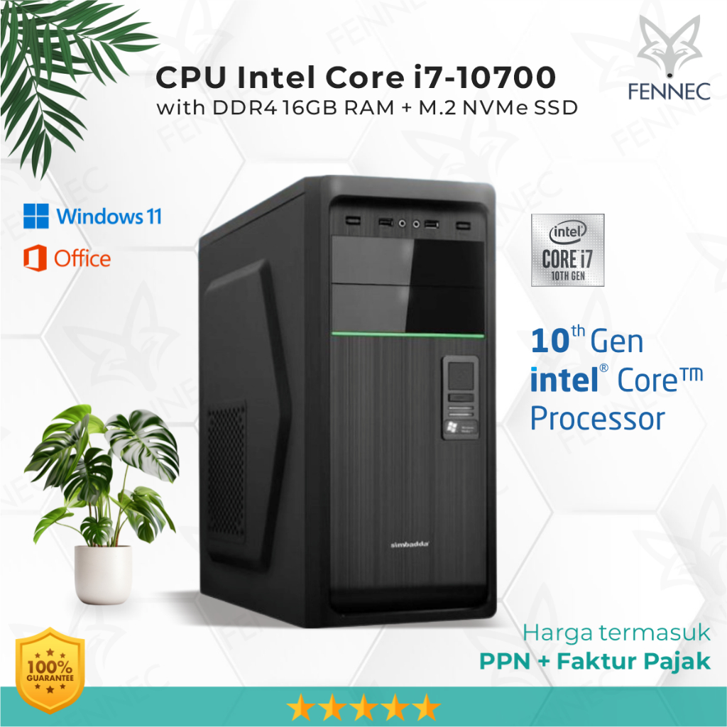 CPU PC Komputer Intel Core i7-10700 Gen-10 RAM 16GB SSD Rakitan Office