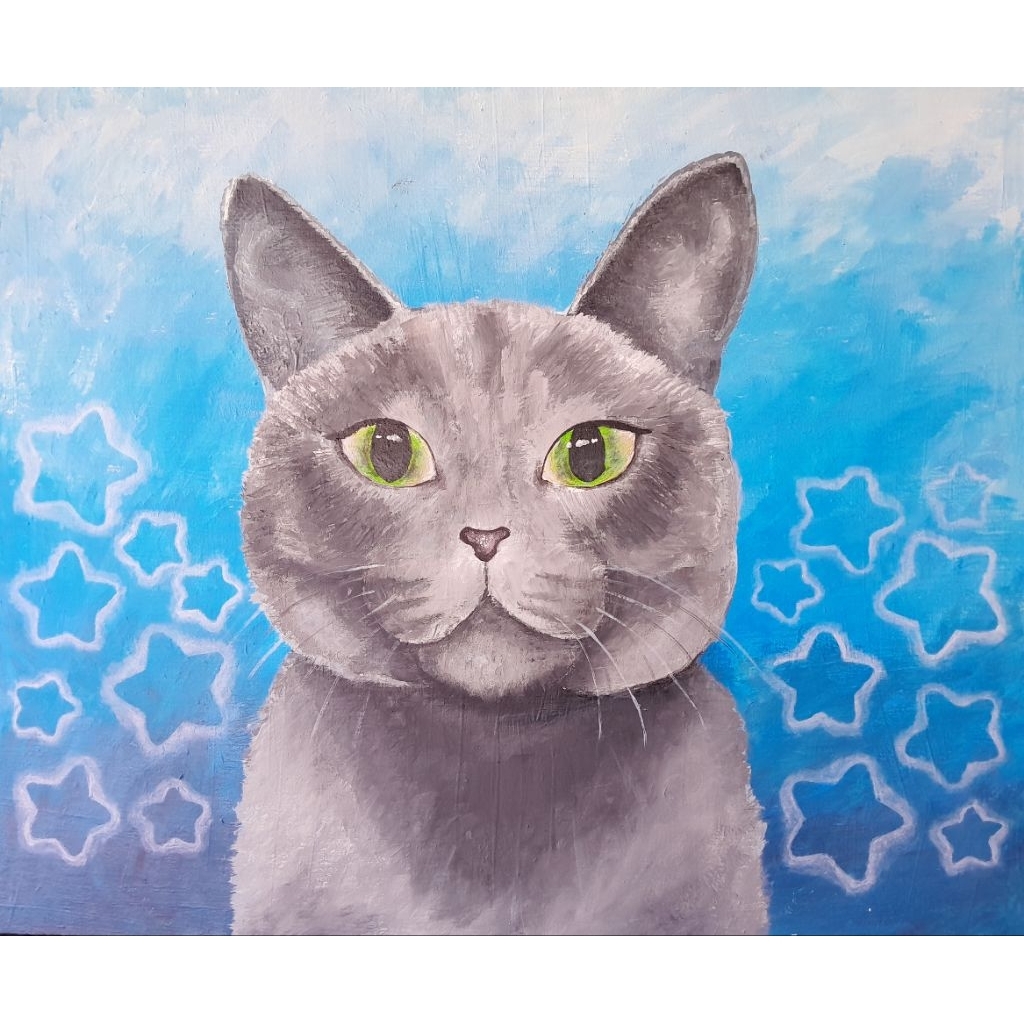 

Russian Blue Cat Painting