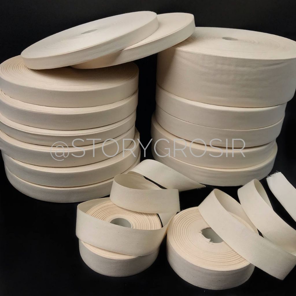 

100 METER - LABEL PITA KATUN POLOS / PITA KATUN IMPORT / PITA KATUN POLOS