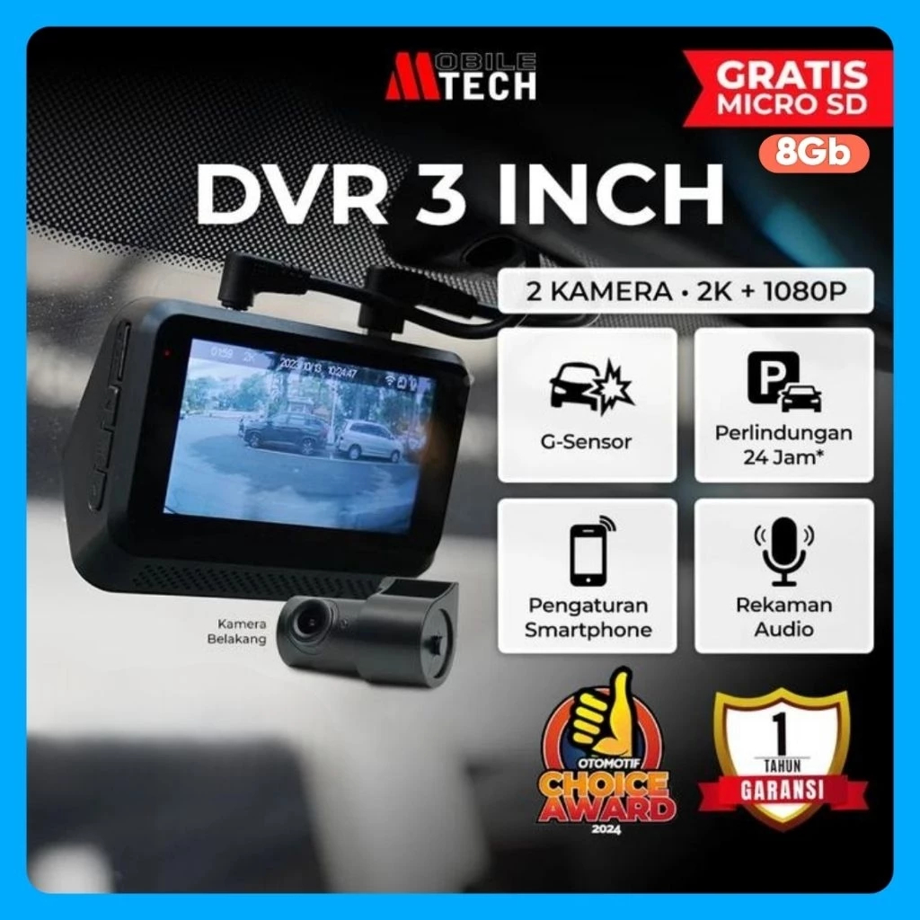 DVR Mobil Dashcam / Dashcam Mobil MTECH (Mobile Tech) 3" inch IPS Screen (Free Micro SD 8GB)