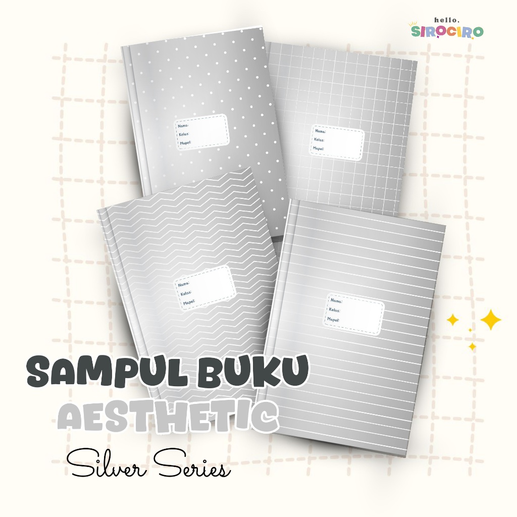 

8 Lembar Sampul Buku Silver Aesthetic Sampul Buku Lucu A5 & B5